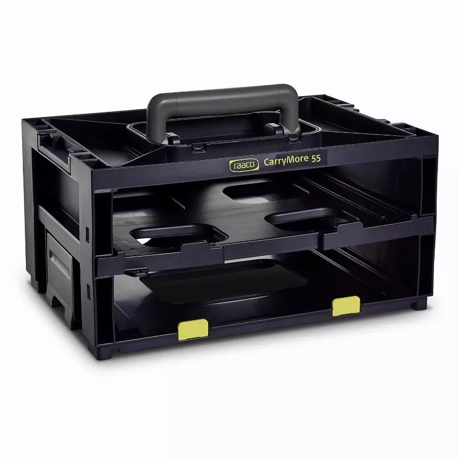 Caisse De Transport RAACO Pour 2 CarryLite A4 55 Mm - Avec Godets Amovibles - 146395 3 Caisse De Transport RAACO Pour 2 CarryLite A4 55 Mm - Avec Godets Amovibles - 146395