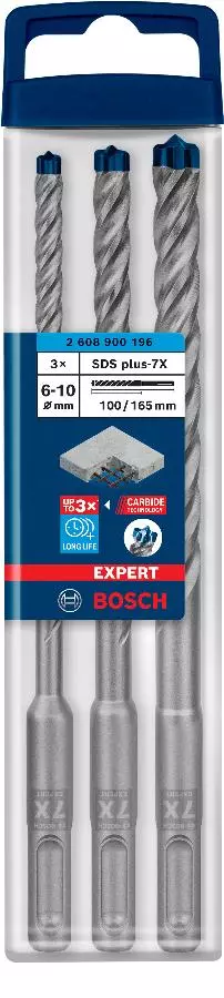 Coffret 3 Forets Béton 4 Taillants SDS-Plus 7X Expert BOSCH 6/8/10 Mm - 2608900196 3 Coffret 3 Forets Béton 4 Taillants SDS-Plus 7X Expert BOSCH 6/8/10 Mm - 2608900196
