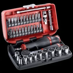 Coffret Douilles Nano 1/4 + Cliquet Tête Ronde édition Limitée Racing - FACOM - R2NANO24H