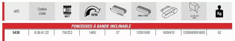 Ponceuse à Bande Tête Inclinable FEMI Sur Socle - Bande 120x1500mm 750W - 543B 4 Ponceuse à Bande Tête Inclinable FEMI Sur Socle - Bande 120x1500mm 750W - 543B – Image 2