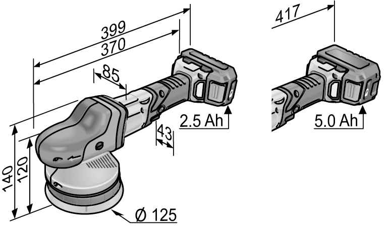 Polisseuse Excentrique 18V XFE 15 150 18.0-EC/5.0 P-Set C FLEX - 2 Batteries + Chargeur - En Coffret - 461245 5 Polisseuse Excentrique 18V XFE 15 150 18.0-EC/5.0 P-Set C FLEX - 2 Batteries + Chargeur - En Coffret - 461245 – Image 3