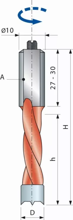Mèche Pour Perçages Multiples à Trous Non Débouchants FREUD - Ø5 H27/57,5 Q10x27 Z2 - F03FA02135 -PF06MS AA3