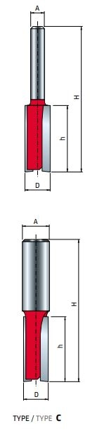 Mèche Droite à Deux Tranchants FREUD - Ø19 H25,4/63,4 Q12 Z2 - F03FR01548 -12-15212P