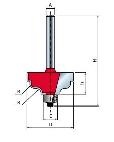 Mèche à Doucine à Double Feuillure FREUD - Ø31,8 H15/56,8 Q8 Z2 - F03FR01836 -38-45208P