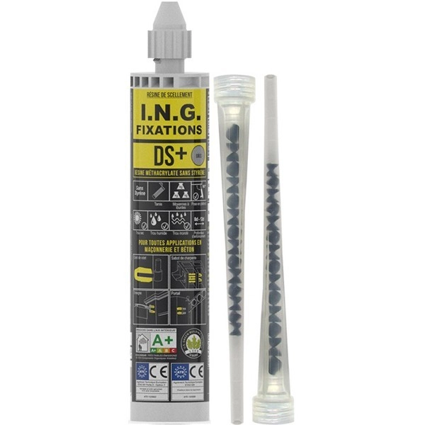 Résine Scellement Méthacrylate DS+ ING FIXATIONS - Lot De 6 - Cartouche De 300 Ml - Gris - A050145 3 Résine Scellement Méthacrylate DS+ ING FIXATIONS - Lot De 6 - Cartouche De 300 Ml - Gris - A050145