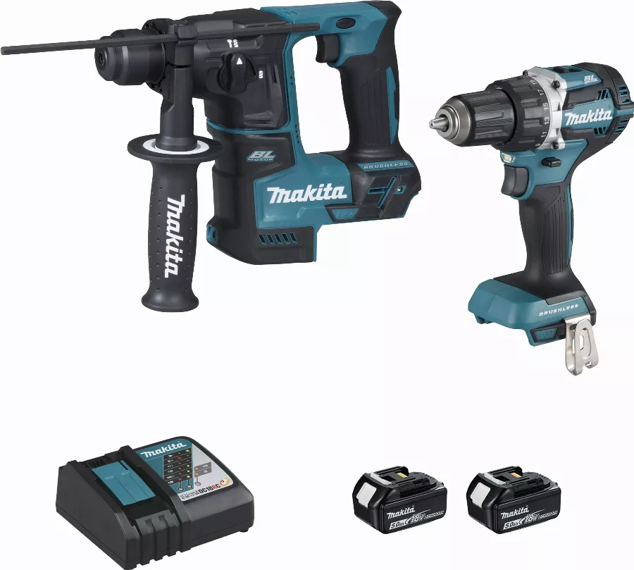 Ensemble De 2 Machines 18 V Li-Ion 5 Ah MAKITA Perceuse DDF484 + Perforateur DHR171 - 2 Batteries, Chargeur, Coffret - DLX2271TJ 3 Ensemble De 2 Machines 18 V Li-Ion 5 Ah MAKITA Perceuse DDF484 + Perforateur DHR171 - 2 Batteries, Chargeur, Coffret - DLX2271TJ