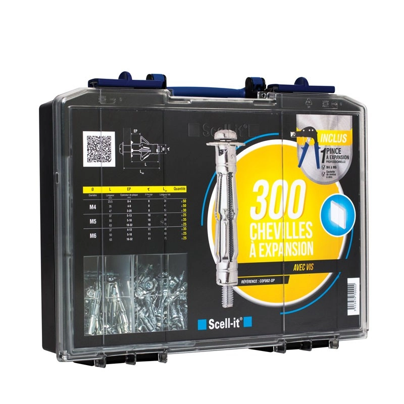 Coffret 300 Chevilles à Expansion SCELLIT - Avec Vis + Pince à Expansion - COF002-SP 3 Coffret 300 Chevilles à Expansion SCELLIT - Avec Vis + Pince à Expansion - COF002-SP