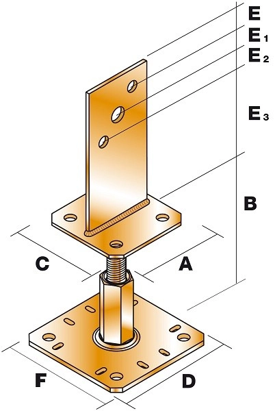 Support De Poteau Réglable SIMPSON - H.320 X ép.4 Mm - PPSR320 3 Support De Poteau Réglable SIMPSON - H.320 X ép.4 Mm - PPSR320
