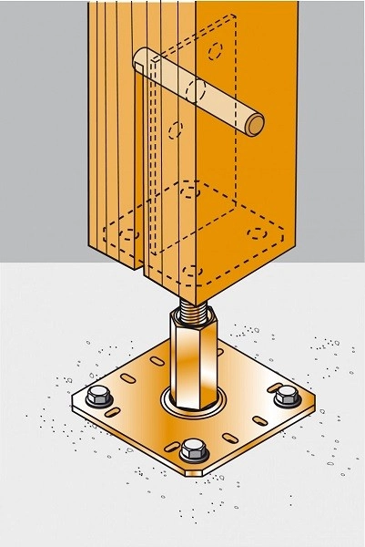 Support De Poteau Réglable SIMPSON - H.320 X ép.4 Mm - PPSR320 5 Support De Poteau Réglable SIMPSON - H.320 X ép.4 Mm - PPSR320 – Image 3