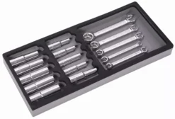 Module Mousse 1/3 De 10 Douilles Longues 3/8" Et 1/2" Et 5 Clés à Tuyauter SAM - JSLJ15M