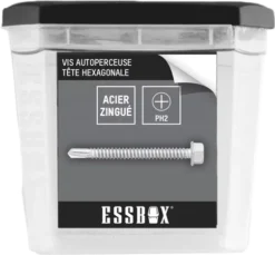 Vis ESSBOX SCELL-IT Autoperceuse - Zingué Blanc - Tête Hexagonale - Ø4,5 Mm X 25 Mm - Boite De 500 - EX-94704148025