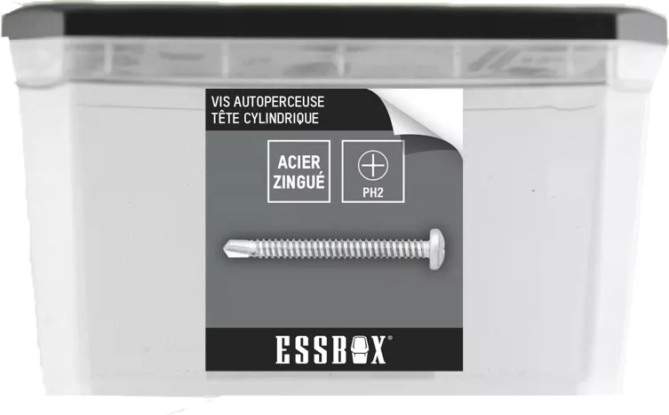 Vis ESSBOX SCELL-IT Autoperceuse - Zingué Blanc - Tête Cylindrique - Empreinte PH - Ø4,8 Mm X 32 Mm - Boite De 500 - EX-94702148032 3 Vis ESSBOX SCELL-IT Autoperceuse - Zingué Blanc - Tête Cylindrique - Empreinte PH - Ø4,8 Mm X 32 Mm - Boite De 500 - EX-94702148032