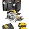Scie Circulaire XR 5Ah 184 Mm DEWALT + 2 Batteries + Coffret Tstak - DCS572P2-QW 2 Scie Circulaire XR 5Ah 184 Mm DEWALT + 2 Batteries + Coffret Tstak - DCS572P2-QW -Maxoutil Soldes SDB20240 1