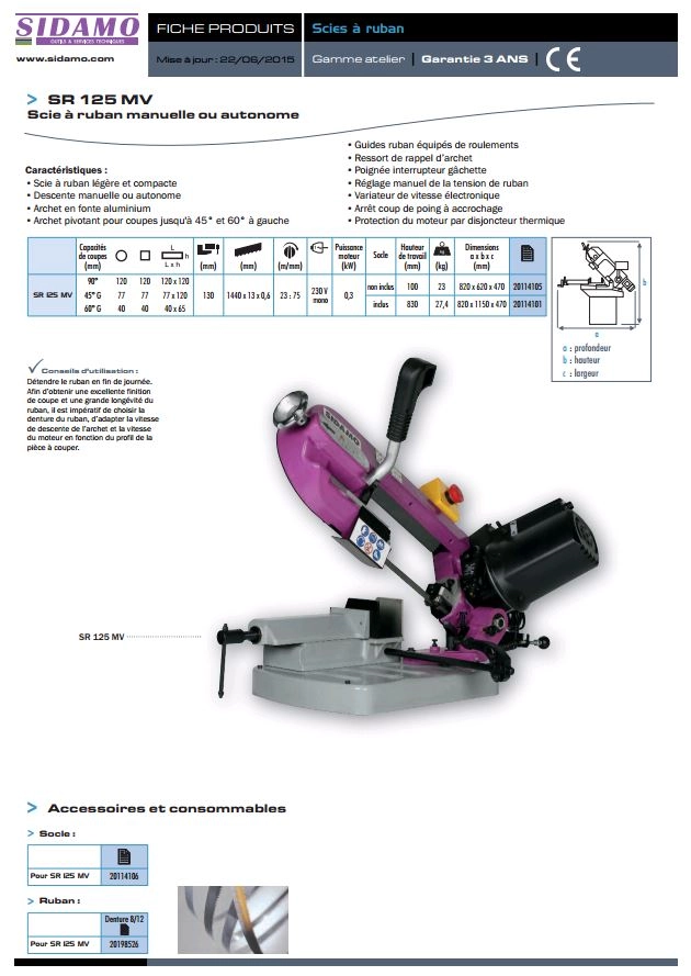 Scie A Ruban SIDAMO SR125 MV 300W - Avec Socle, Lame Et Butée - 20114101 3 Scie A Ruban SIDAMO SR125 MV 300W - Avec Socle, Lame Et Butée - 20114101