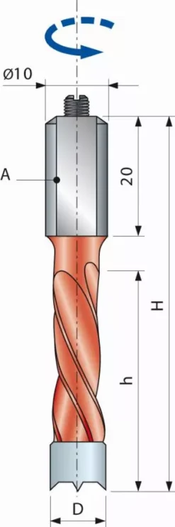 Mèche Pour Perçages Multiples à Trous Non Débouchants FREUD - Ø4 H27/57,5 Q10x20 Z2 - F03FA02235 -PF07MS ZA3