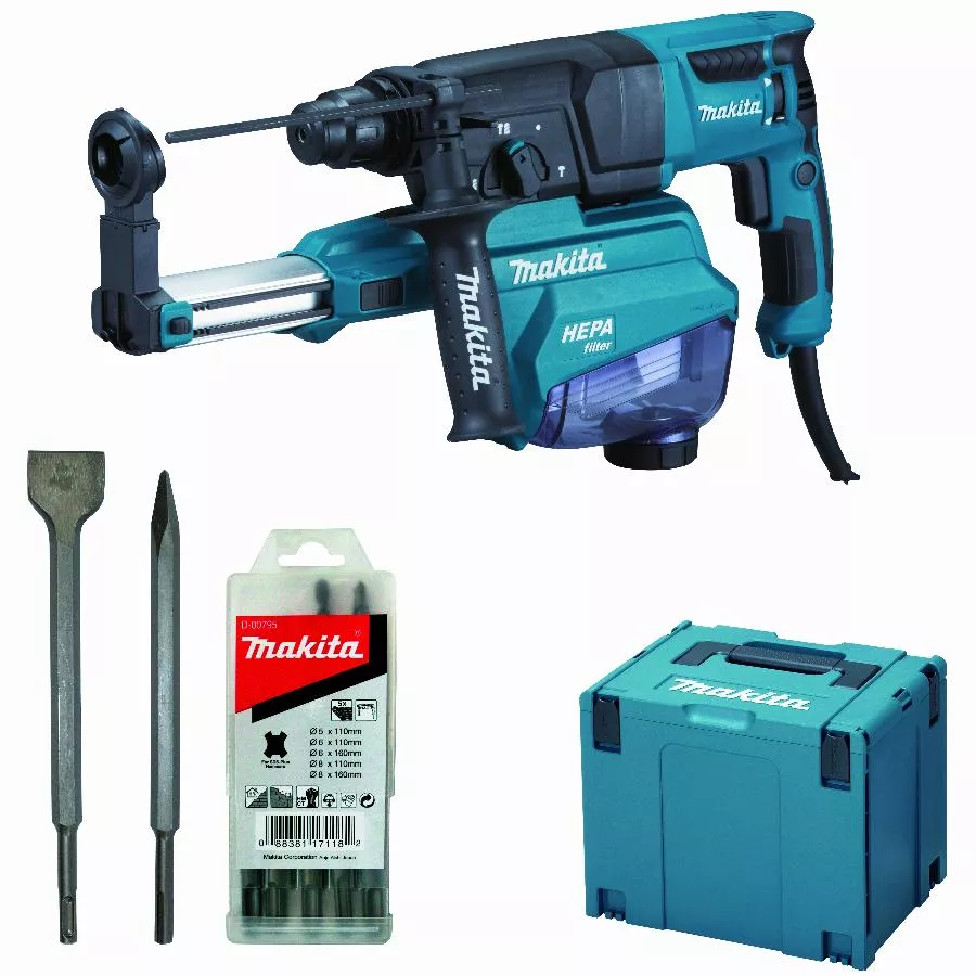 Perforateur Burineur 800W 26 Mm MAKITA + Kit Accessoires - HR2652JX14 3 Perforateur Burineur 800W 26 Mm MAKITA + Kit Accessoires - HR2652JX14