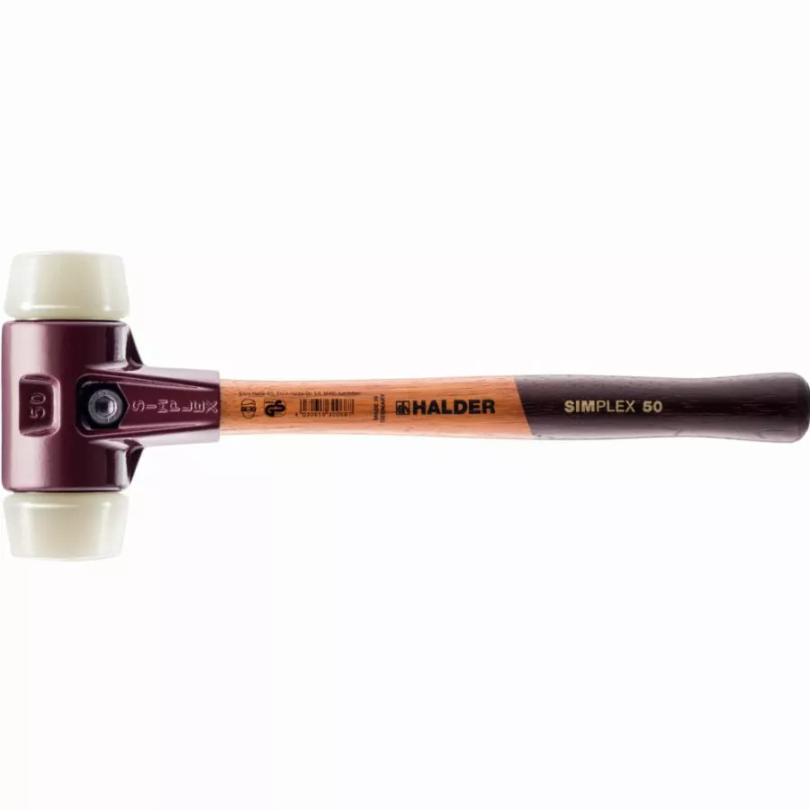 Maillet HALDER SIMPLEX Nylon Avec Boîtier En Fonte Malléable Et Manche En Bois - D=80 Mm - 3008.080 3 Maillet HALDER SIMPLEX Nylon Avec Boîtier En Fonte Malléable Et Manche En Bois - D=80 Mm - 3008.080