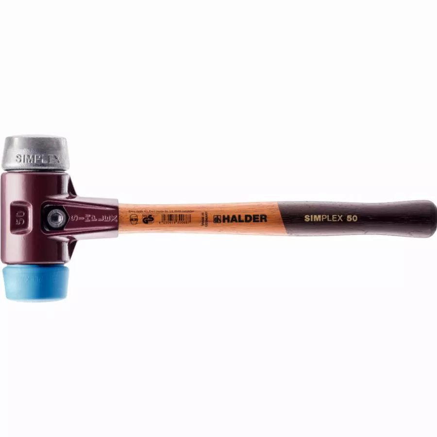 Maillet HALDER SIMPLEX TPE Souple / Métal Doux Avec Boîtier En Fonte Malléable Et Manche En Bois - D=60 Mm - 3019.060 3 Maillet HALDER SIMPLEX TPE Souple / Métal Doux Avec Boîtier En Fonte Malléable Et Manche En Bois - D=60 Mm - 3019.060