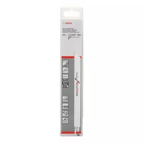 Lame Scie Sabre BIM S1122VF Flexible Métal/Bois BOSCH 225 Mm - Boite De 25 - 2608657559 4 Lame Scie Sabre BIM S1122VF Flexible Métal/Bois BOSCH 225 Mm - Boite De 25 - 2608657559 – Image 2