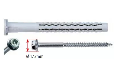 Cheville Longue Nylon Universelle GX-L G&B + Vis Zing Tête Hexa - 970 3 Cheville Longue Nylon Universelle GX-L G&B + Vis Zing Tête Hexa - 970